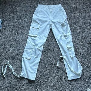 White parachute pants